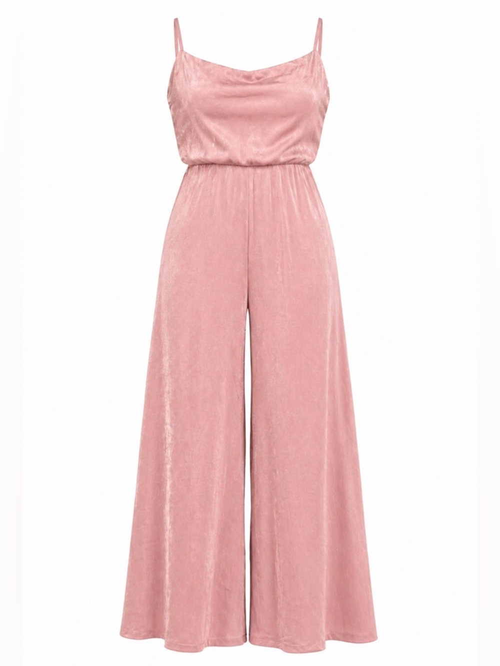 Missguided Blush Pink Velvet Wide-Leg Jumpsuit
